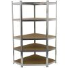 Rohový policový regál STANDARD, 5 polic, 900 x 900 x 1800 mm