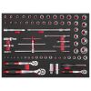 Gola sada ve výplni do dílenského vozíku 1/4", 3/8" a 1/2", 72 ks