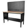 Dílenský stůl EXPERT se zástěnou, 152 cm, dřevěná deska - TSP6024BAL3