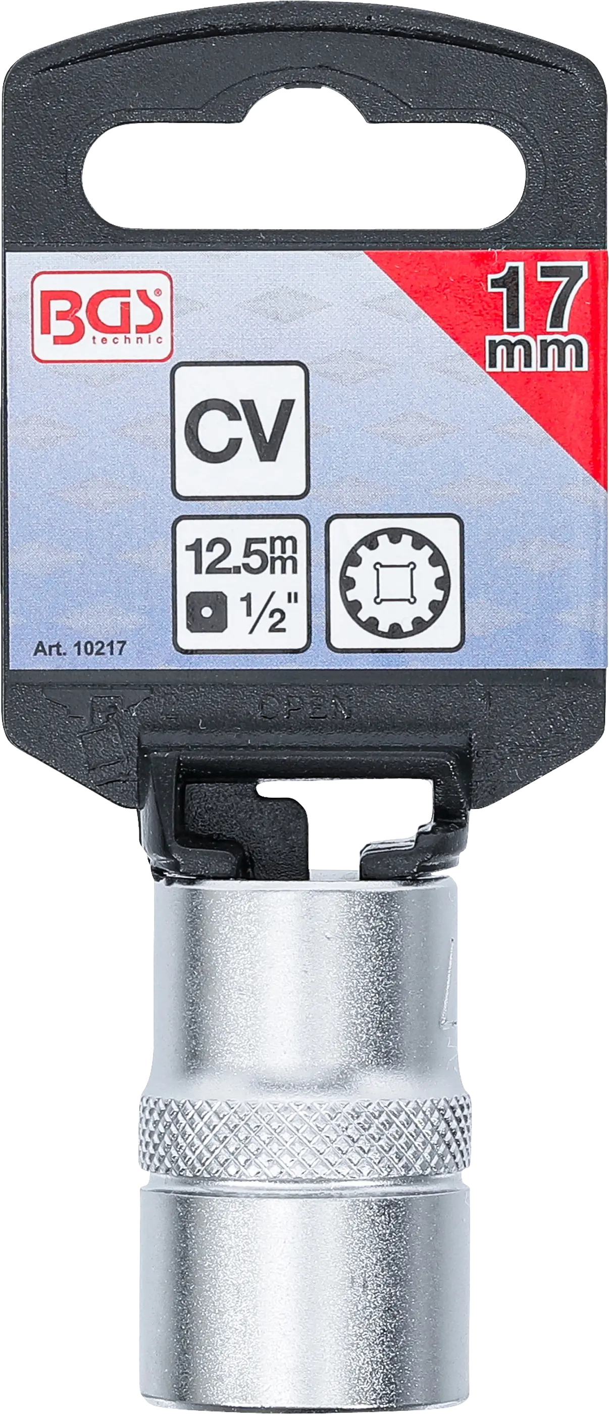 Balení nástrčné hlavice 1/2, 17 mm Gearlock BGS - B10217 Balení nástrčné hlavice Gearlock 17 mm BGS