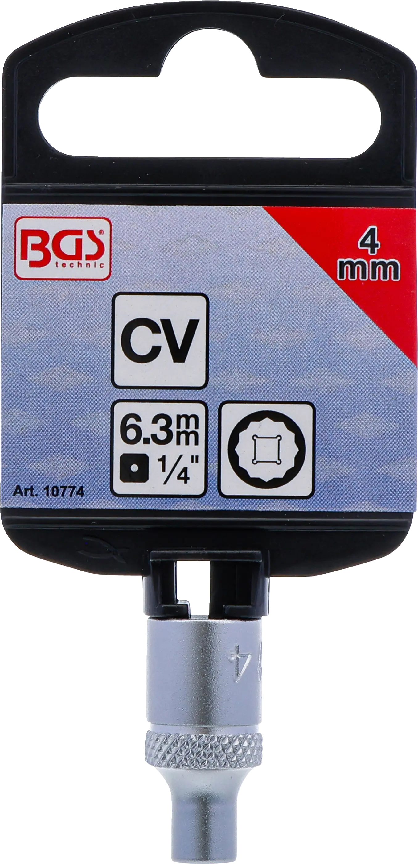 Nástrčná hlavice BGS 4 mm Matně chromovaná nástrčná hlavice BGS 4 mm