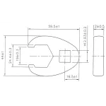 Technický výkres plochého otevřeného nástrčného klíče 24 mm – B1757-24