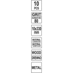 Brusný pás 10 x 330 mm, P80, 10 ks YT-09744