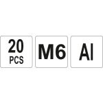 Hliníkové nýtovací matice M6, 20ks - YT-36454