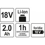 Náhradní baterie YATO 18V Li-ion 2,0 Ah - YT-82842
