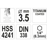 TITAN HEX vrták na kov 3,5mm 1/4