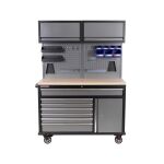 Pojízdný pracovní stůl s děrovanou deskou a horními skříňkami - AH1371A