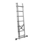 Dvoudílný kombinovaný žebřík, 2x7 stupňů, 3,56 m, nosnost 150 kg - AH807