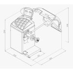 Rozměry vyvažovačky kol CB67, automat 2D - F16113