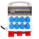 Stavební rozvaděč s chráničem, přenosný, IP44, 11 zásuvek, AHProfi FNP8608
