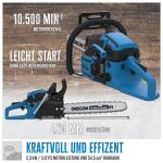 Grafika s parametry motorové pily Güde KS 450-55, včetně výkonu a délky řezu - GU95044