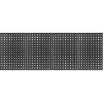 Děrovaná deska k sestavě nábytku, práškově lakovaný ocelový plech, čtvercové otvory 10x10 mm