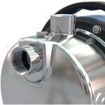 Detail nerezového těla zahradního čerpadla s připojením na hadici, Güde 93920