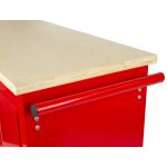 Červená pojízdná skříňka AHProfi s dřevěnou pracovní deskou a madlem - TBR-L4407E-X