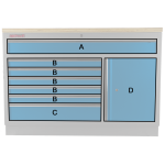 Celokovová široká dílenská skříňka PROFI BLUE, 7 zásuvek, skříňka - MTGC1371