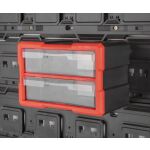 Dvoupatrový plastový organizér s průhlednými zásuvkami pro skladování drobného nářadí - MW7010