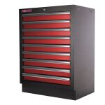 Celokovová skříňka s 9-mi zásuvkami PROFI, červená - RTGC1309