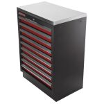 Celokovová skříňka s 9-mi zásuvkami PROFI s nerezovou pracovní deskou - RTGC1309