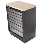 Celokovová dílenská skříňka se 7 šuplíky a dřevěnou pracovní deskou - TGC1307