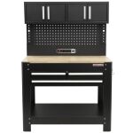 Černý ponk se dřevěnou deskou - TSA4524G