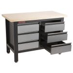 Dílenský stůl s dřevěnou pracovní deskou, 6 zásuvek - TSK5406-LS