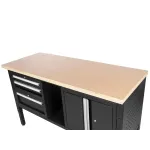 Dílenský stůl EXPERT s dřevěnou deskou, 3 zásuvky, skříňka - TSP6024BAL2