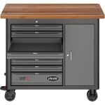 Profesionální dílenský vozík Vigor s dřevěnou pracovní deskou - V4813