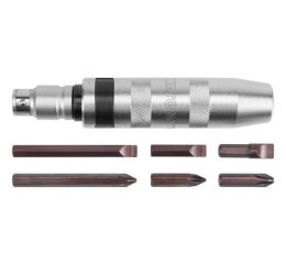 Šroubovák úderový kovový s příslušenstvím 7 ks box kovový