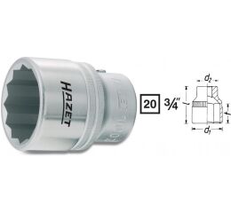 Vnitřní nástrčný klíč 3/4" dvanácithranný 41mm HAZET 1000Z-41 - HA001651