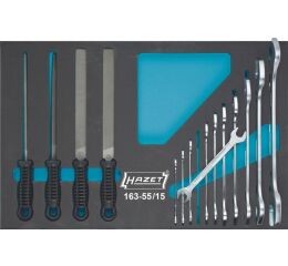 Sada nářadí, oboustranné ploché klíče, pilníky 163-55/15 Hazet