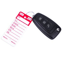 Červené PLUS plastové visačky na klíče 250ks - 434020011