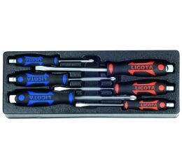 Sada úderových šroubováků ve výplni do dílenských vozíků, 6 dílů - LIACK384015