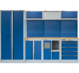 Sestava PROFI BLUE dílenského nábytku s vysokou širokou skříní 7 ks - MTGS1301WA