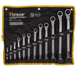 Sada vyhnutých očkových klíčů, 12 ks ve srolovatelném pouzdře - HT191005