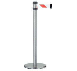 Sloupek k ohrazení stříbrný s červenobílým pásem - PSA1202B