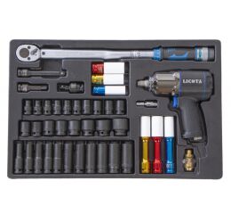 Sada momentový klíč a utahovák 1/2",42 dílů - LIACK381001