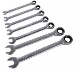 Sada očkoplochých ráčnových klíčů 7 ks, 8 - 19 mm - HT192601