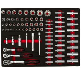 Gola sada v pěnové výplni do dílenského vozíku, 80 dílů - H17039EW1