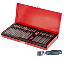 Sada bitů 40 ks, profily H, M, T v kovovém pouzdře + Ráčna na bity Licota - AH144101BAL