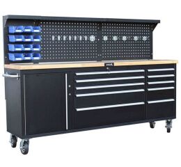 Pojízdný pracovní stůl s děrovanou deskou, 10 zásuvek - ATRUCK