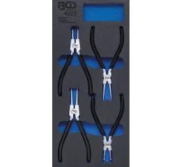 Sada kleští na pojistné kroužky v pěnové výplni, 4 ks - B4025