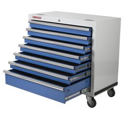 Celokovový dílenský vozík PROFI, 7 zásuvek, široký - MTGC1307WB