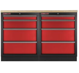 Sestava kvalitních PROFI RED dílenských skříněk s pracovní deskou - RTGS1300BAL10