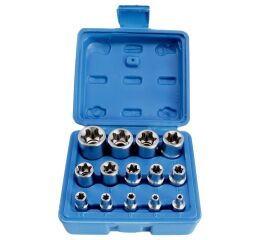 Nástrčné klíče, E-Torx, E4 - E24, 1/4", 3/8'', 1/2'', 14 ks - S-P14ES