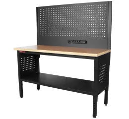 Dílenský stůl EXPERT se zástěnou, 152 cm, dřevěná deska - TSP6024BAL3