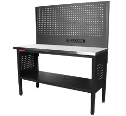 Dílenský stůl EXPERT se zástěnou, 152 cm, nerezová deska - TSP6024SBAL3