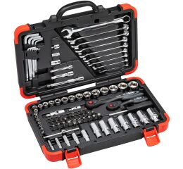 Gola sada palcová, 1/4" a 3/8", 92 ks nářadí, Vigor  - V2470N