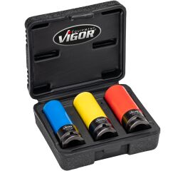 Kované nástrčné klíče na kola, 1/2" 17-21mm, 3 ks, Vigor - V2522-BE