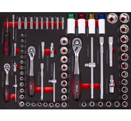 Gola sada v pěnové výplni do dílenského vozíku, 74 dílů - AH12399