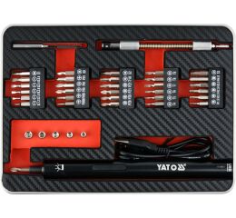 Mini AKU šroubovák s bity, 3,6 V, sada 39 ks - YT-27930